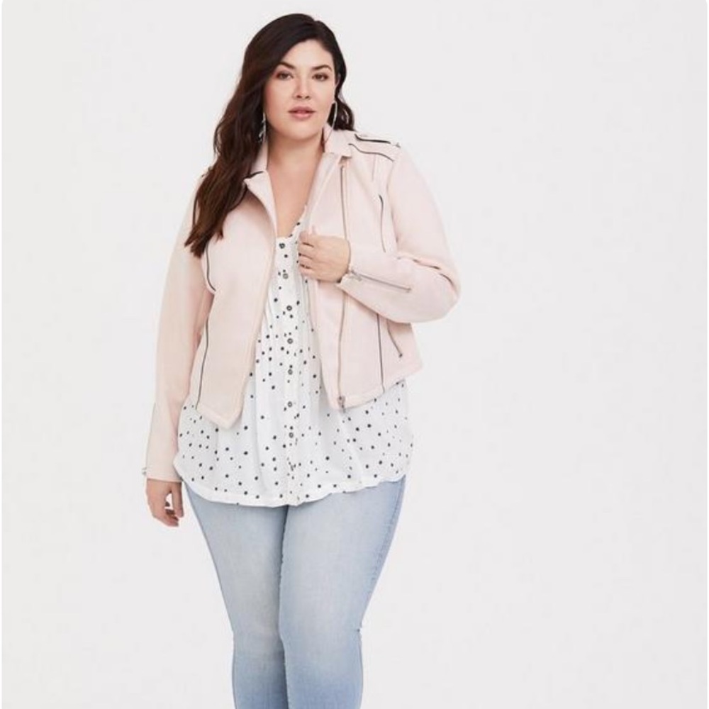Torrid Pale Blush Suede Moto Jacket